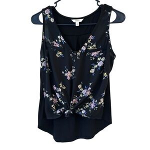Candies Floral Black Sleeveless Top Small 💐